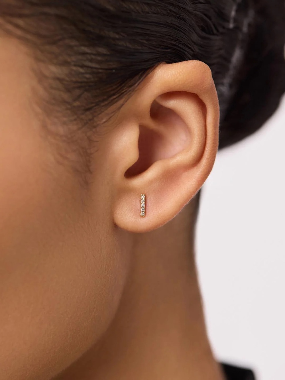 Nadri Gold Bar Cubic Stud Earrings